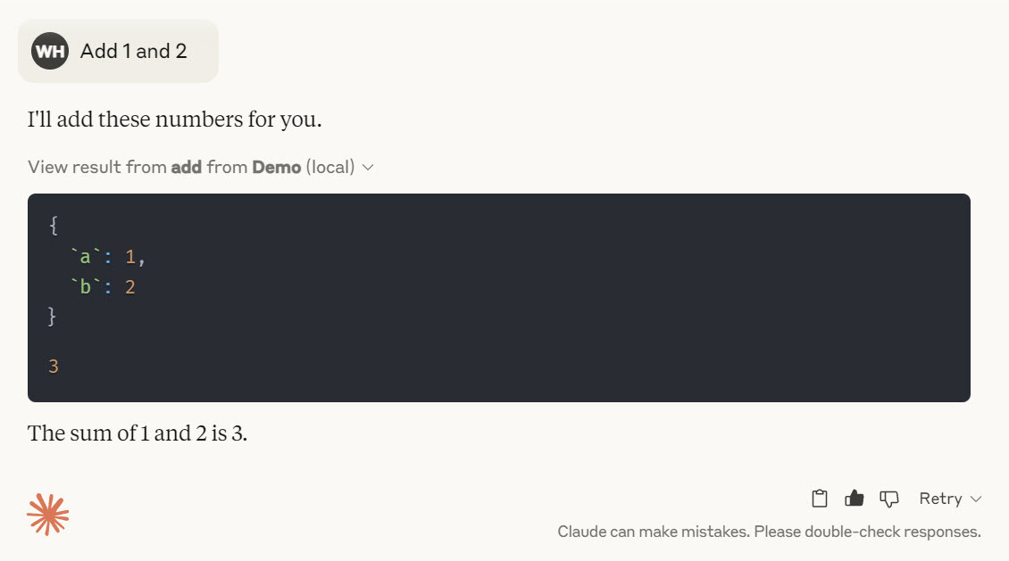 Claude Desktop / 送出提示 / 工具執行結果