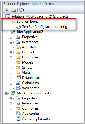 新增完後會在 方案總管(Solution Explorer) 看到新增的 Solution Items