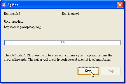 Paros - Spider Dialog