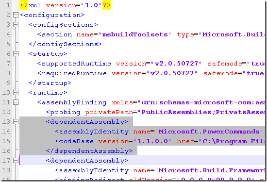 面新增一個 dependentAssembly 區段
