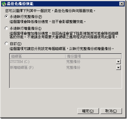 最佳化備份效能