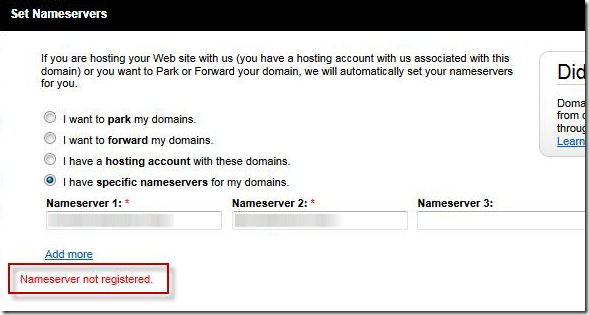 Nameserver not registered