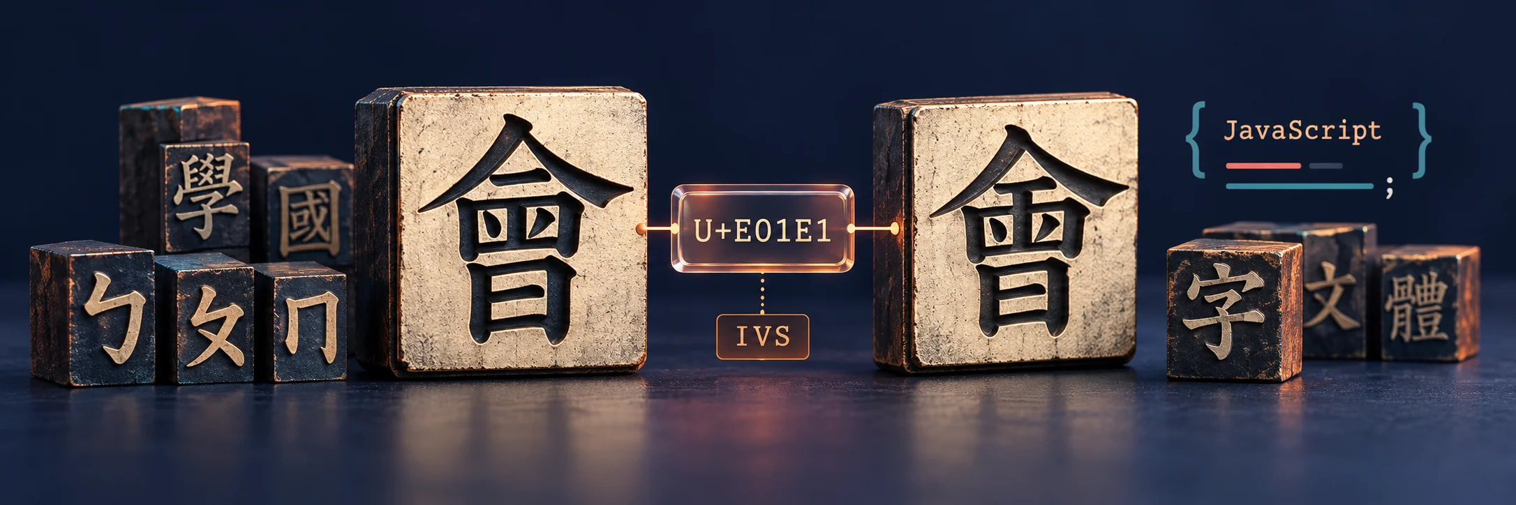 以漢字活字、Unicode 選擇子與 JavaScript 表現注音字型選音機制的概念封面