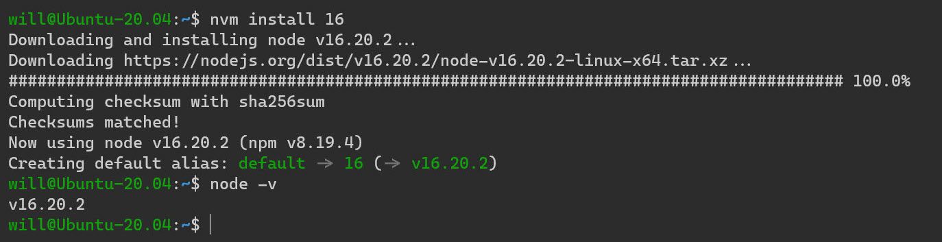 nvm install 16