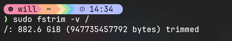 sudo fstrim -v /