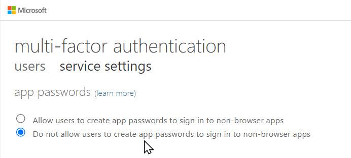 Additional cloud-based multifactor authentication settings
