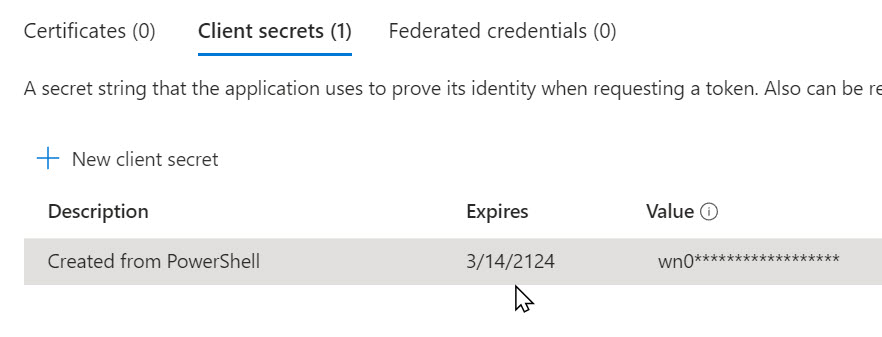 MyNewApplication | Certificates & secrets