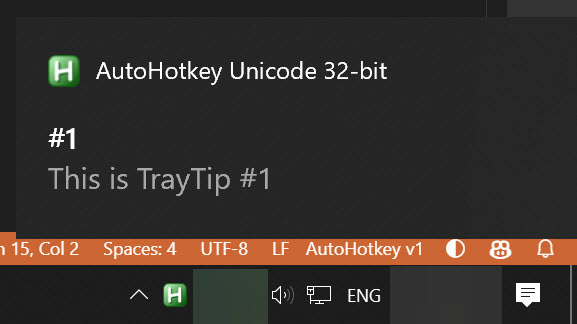 AutoHotkey TrayTip on Notification Center