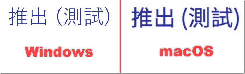 比較 Noto Sans CJK TC 字型在不同作業系統的差異 比較 Noto Sans CJK TC 字型在不同作業系統的差異