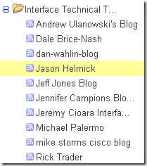 Google Reader: 在左邊的 RSS 訂閱項目清單中移動光棒