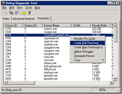 Debug Diagnostic Tool