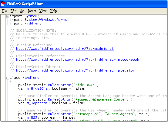 Fiddler2 ScriptEditor