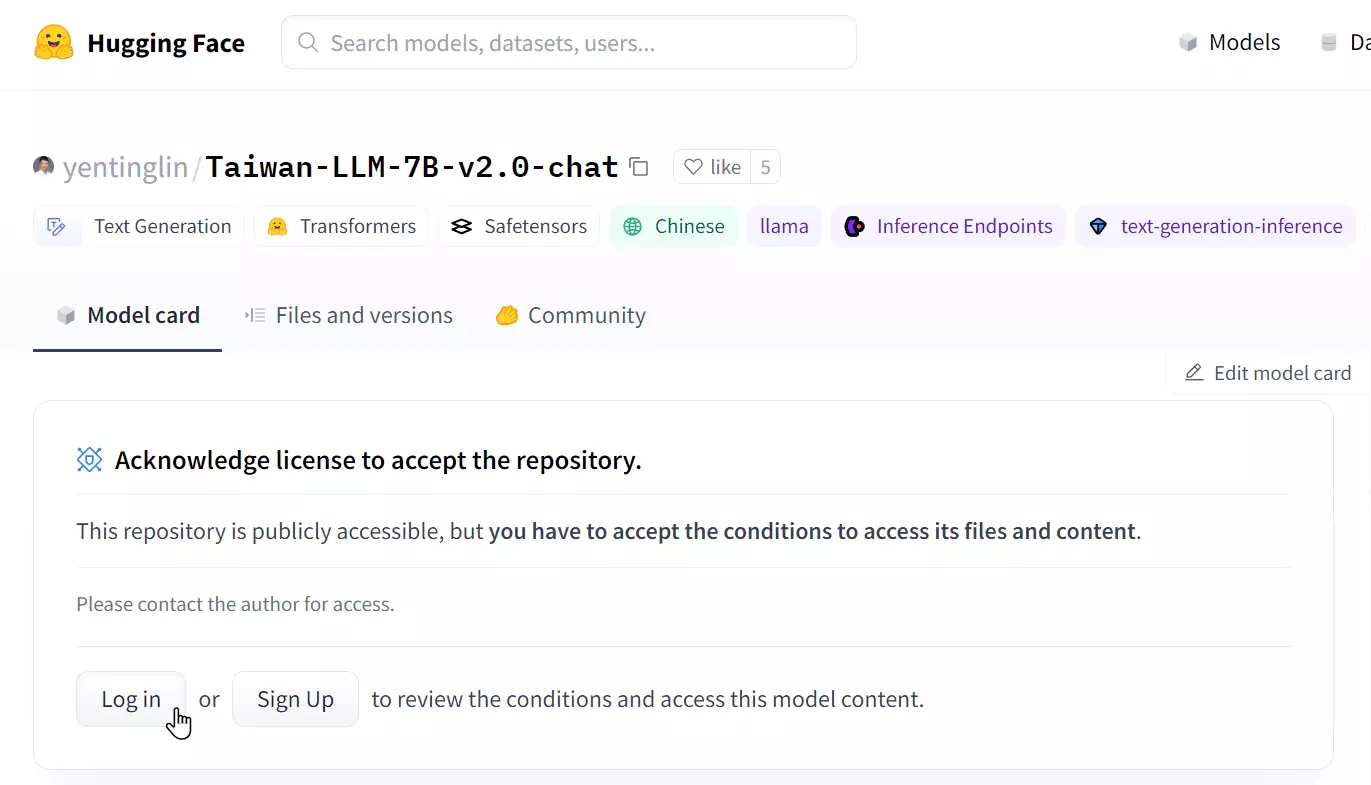 Acknowledge license to accept the repository