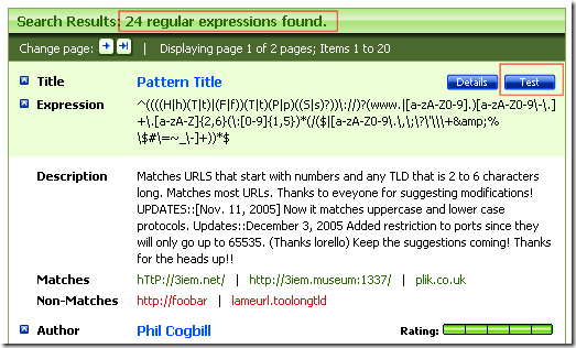 RegExLib.com - Search Result