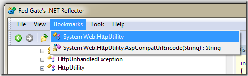 Red Gate's .NET Reflector :: Bookmarks Menu
