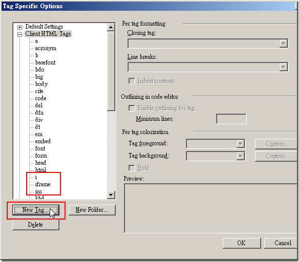 Client HTML Tags –> New Tag...
