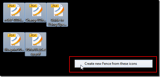放開後會出現一個 [Create new Fence from these icons] 選單