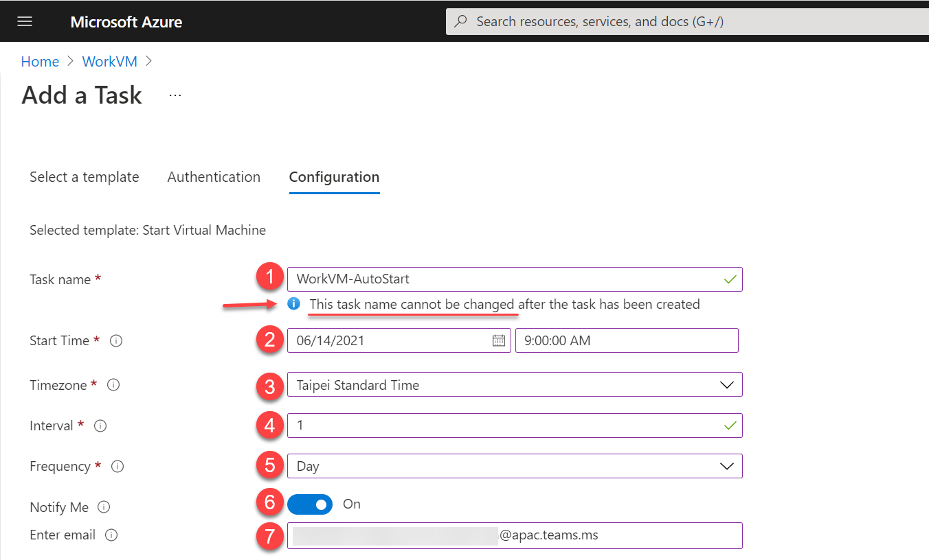 Select a template / Configuration