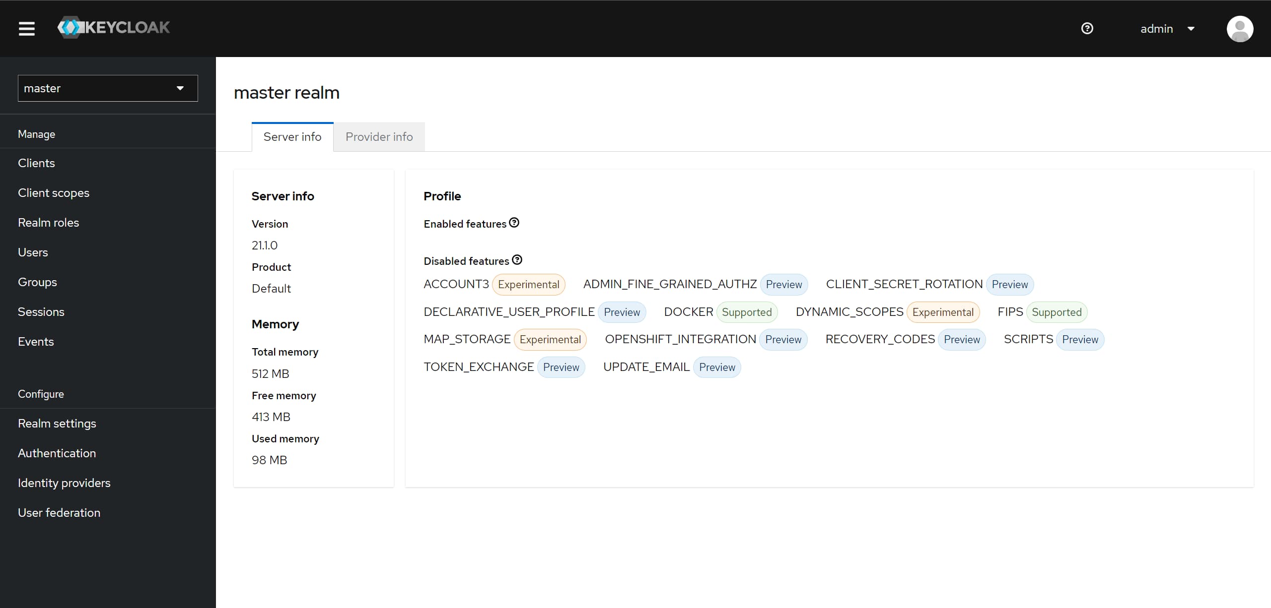 Keycloak Administration UI