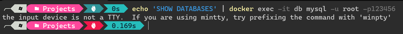 the input device is not a TTY. If you are using mintty, try prefixing the command with 'winpty'