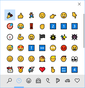Windows 10 的 Emoji 輸入法視窗