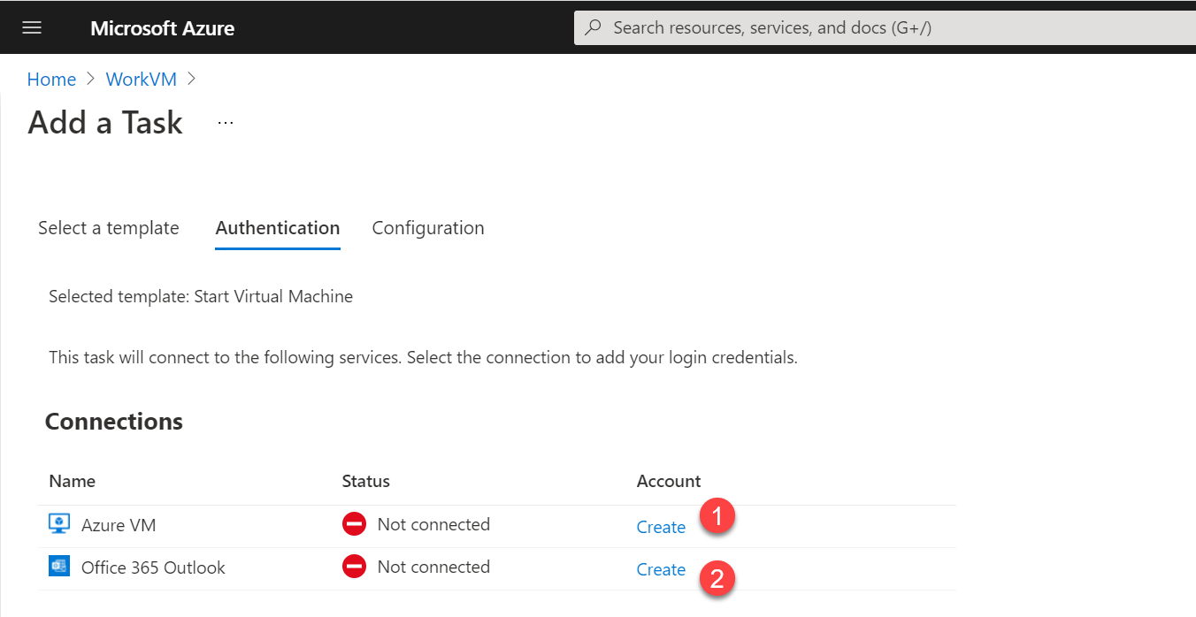 Select a template / Authentication
